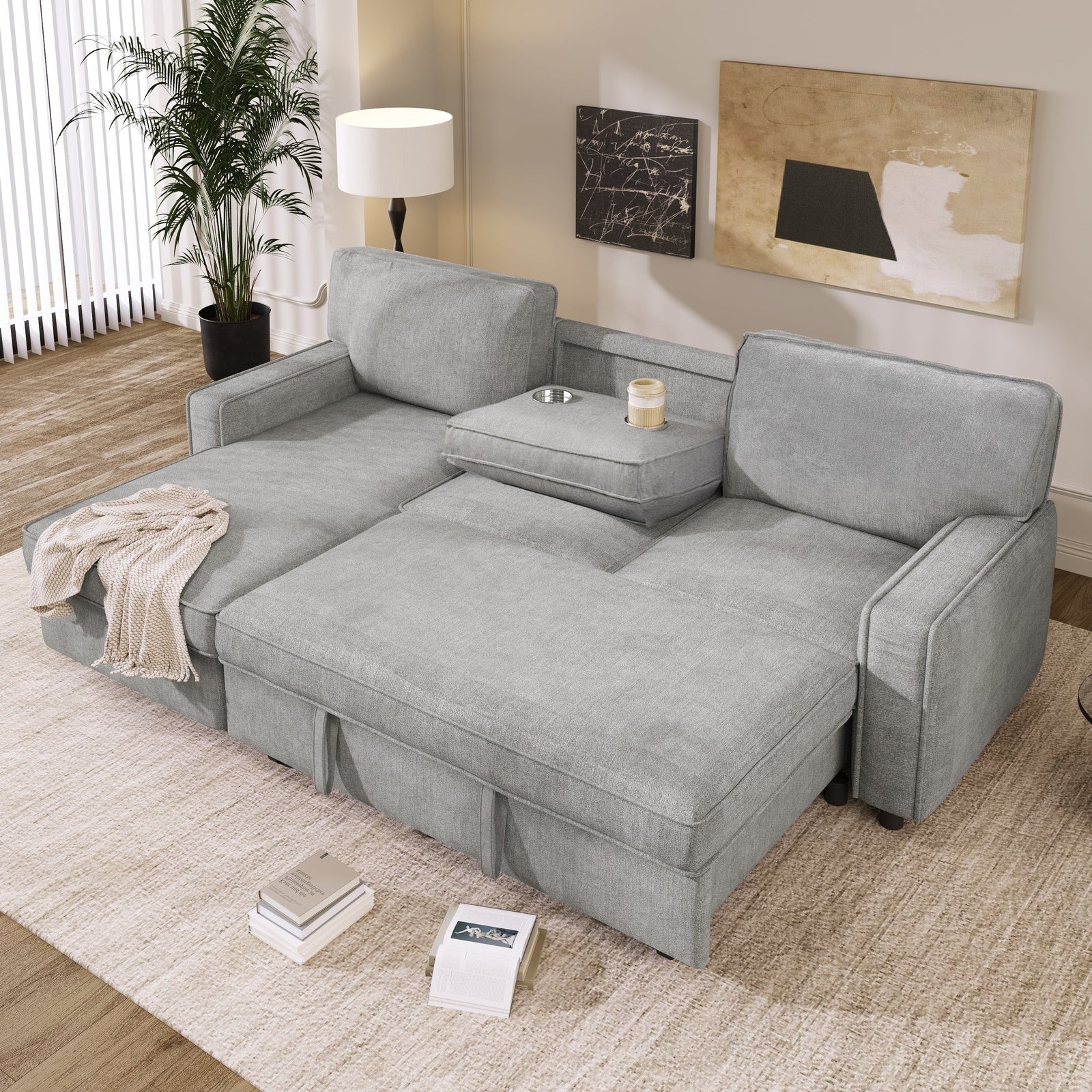 upholstery sectional sofa with storage space usb port and 2 cup holderssofas 843501