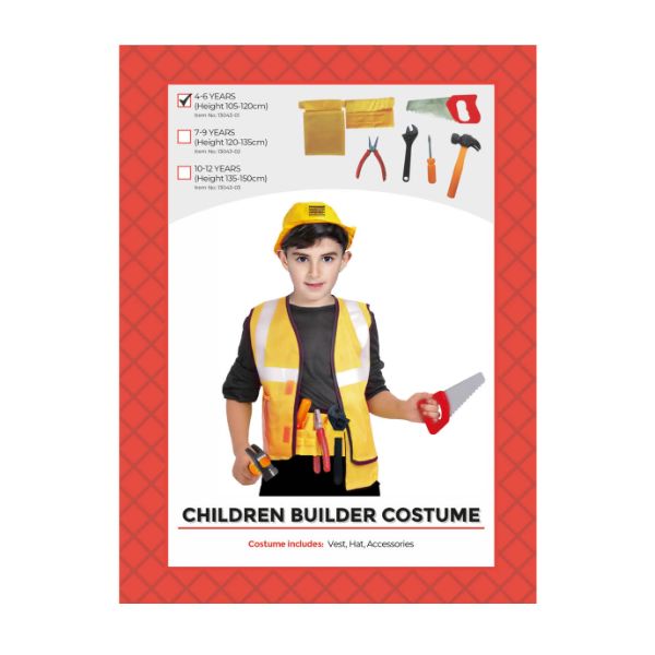 Image of Kids Builder Costume - S (4 - 6 years) CHILDREN BUILDER COSTUME 