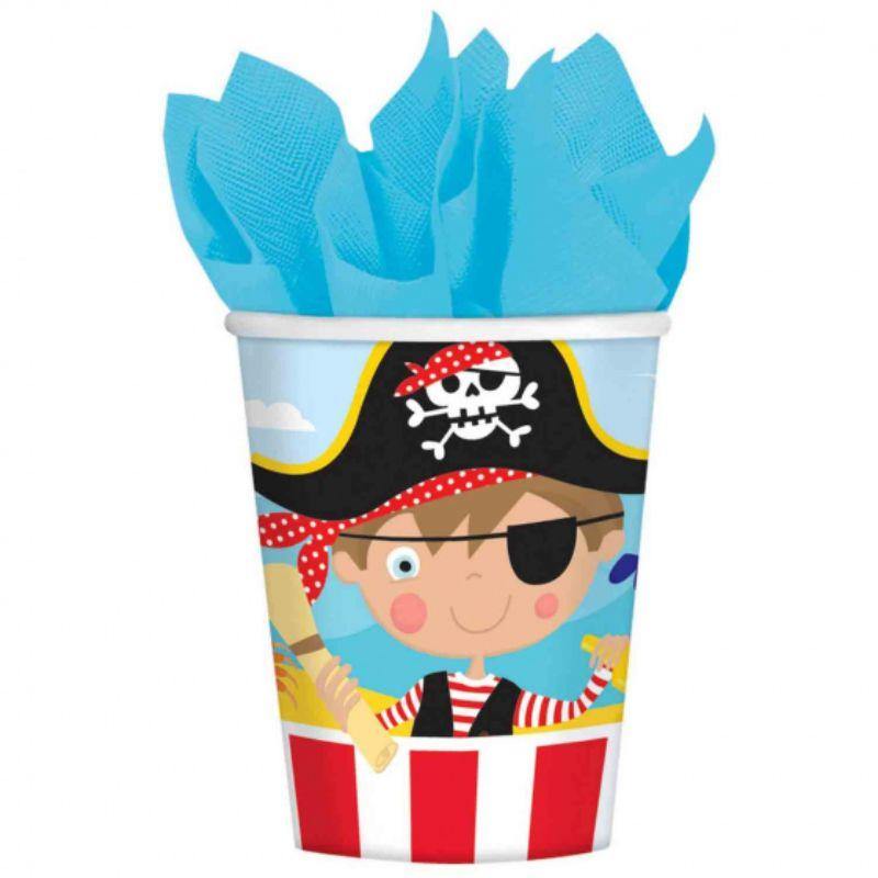 8 Pack Little Pirate Paper Cups - 266ml - The Base Warehouse