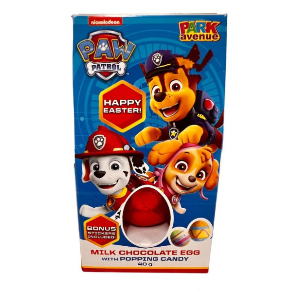 Image of Paw Patrol Milk Chocolate Egg With Popping Candy - 45g