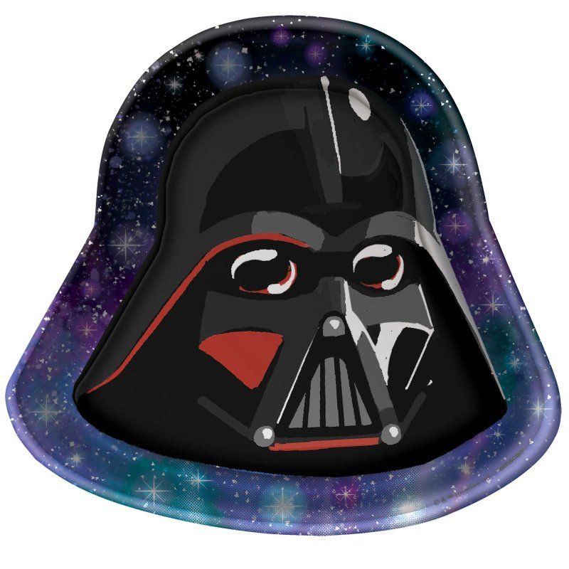 Image of 8 Pack Star Wars Galaxy Darth Vader Shaped Paper Plates - 19cm x 21cm