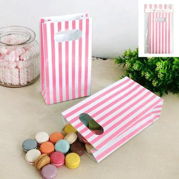 4 Pack Pastel Pink Stripe Party Bag - The Base Warehouse
