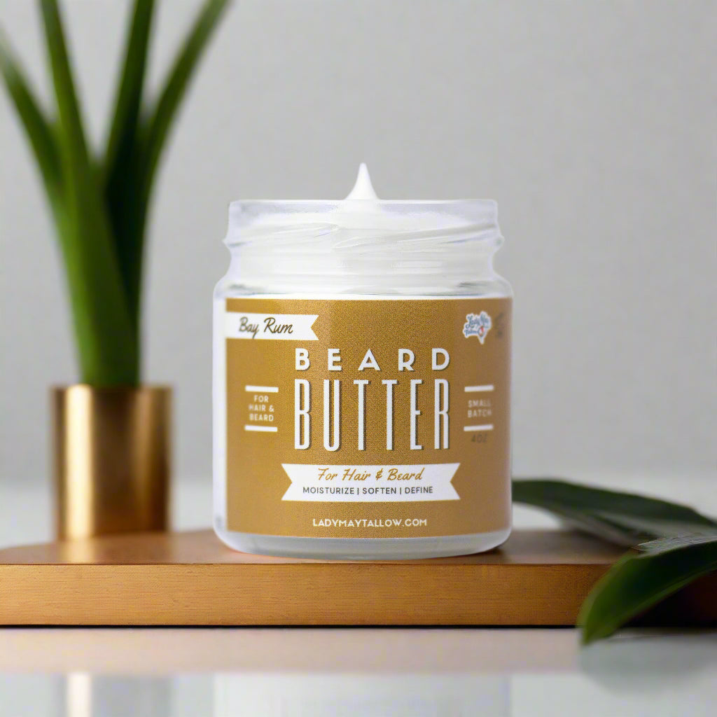 All-Natural Tallow Beard, Hair and Scalp Butter: BAY RUM