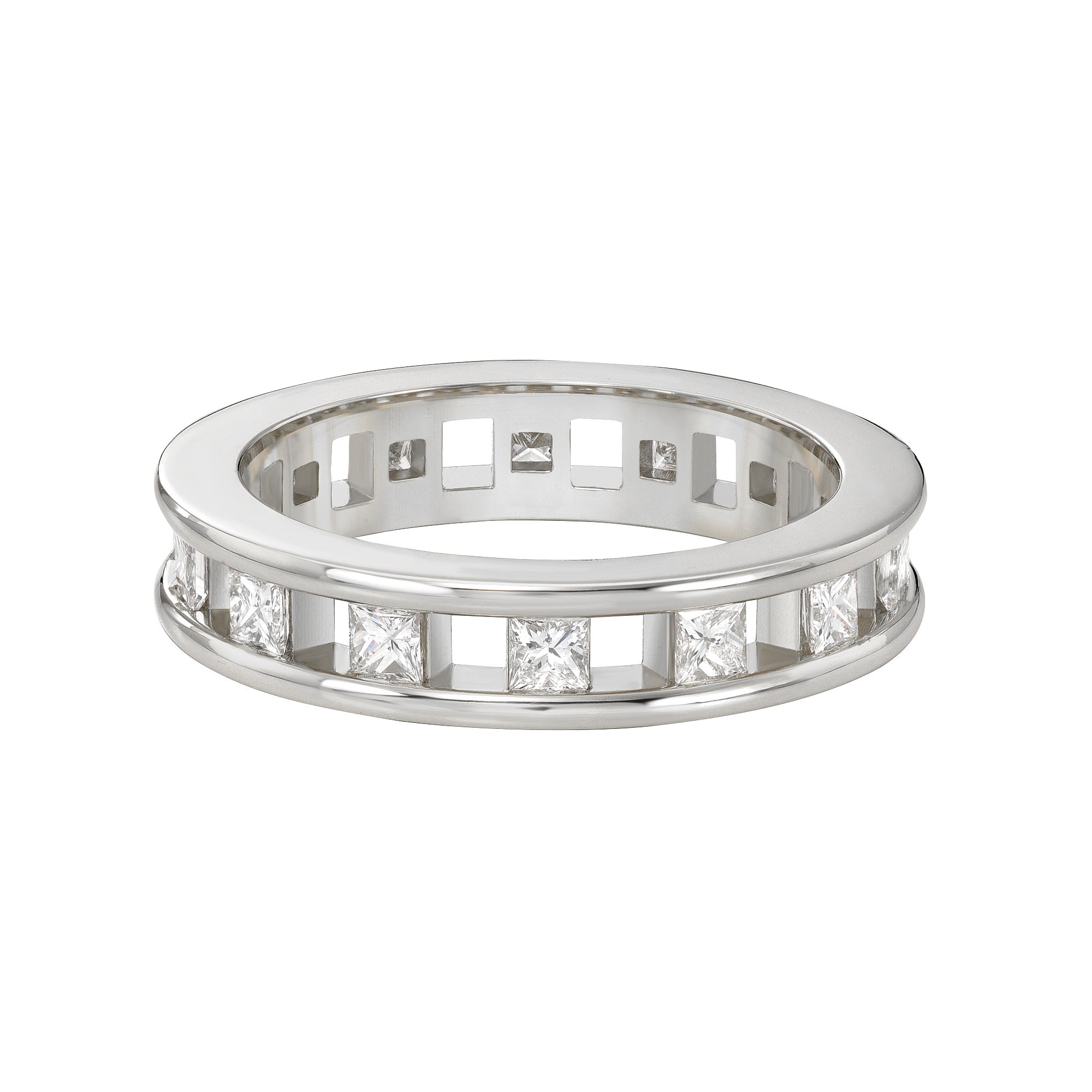 Tri Channel Eternity Ring Princess Cut Diamonds