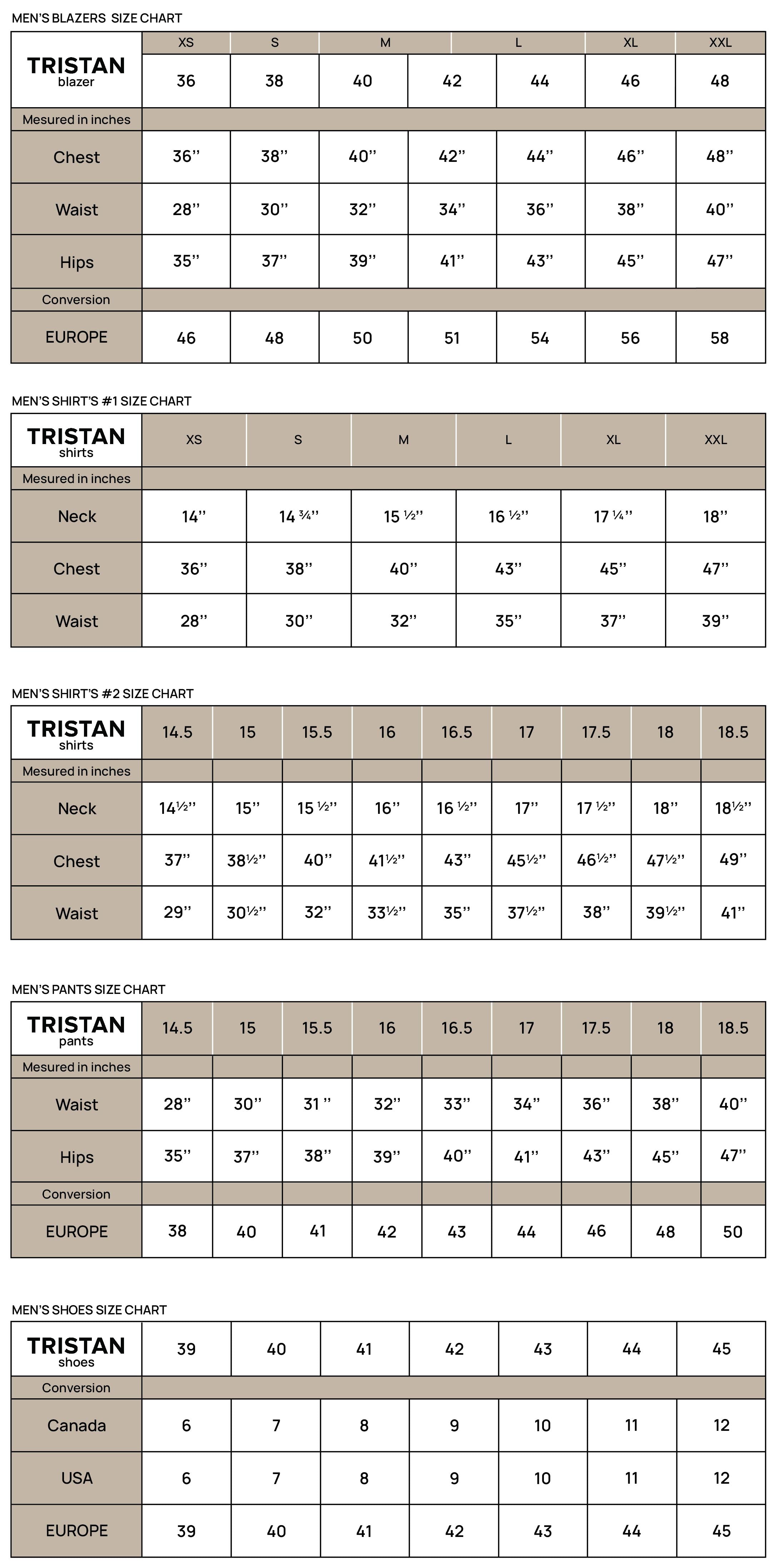 Men's Size Chart