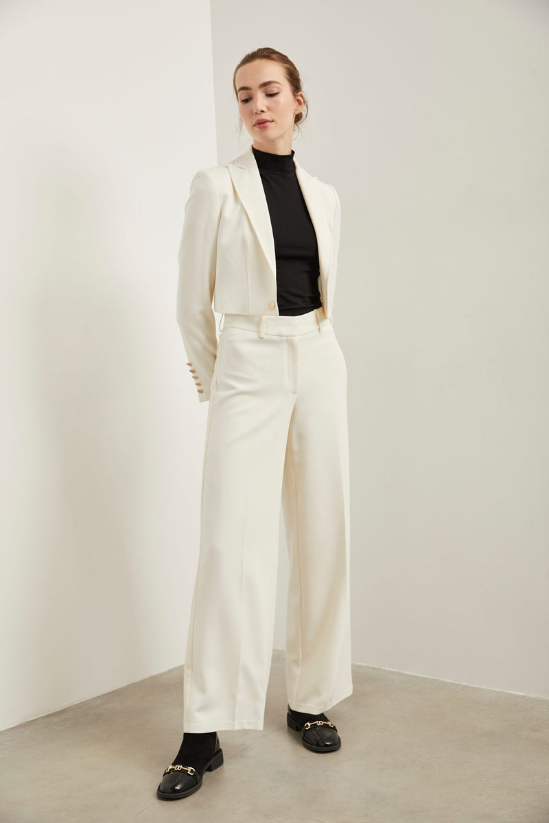 Wide Leg Ponte Pant With Elastic Waist