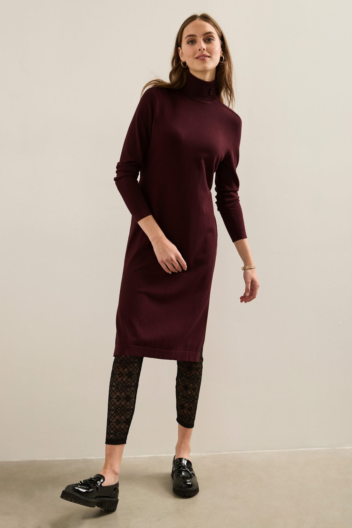 Push-Up Fitted Slit Knitted Long Dress - AIR SPACE