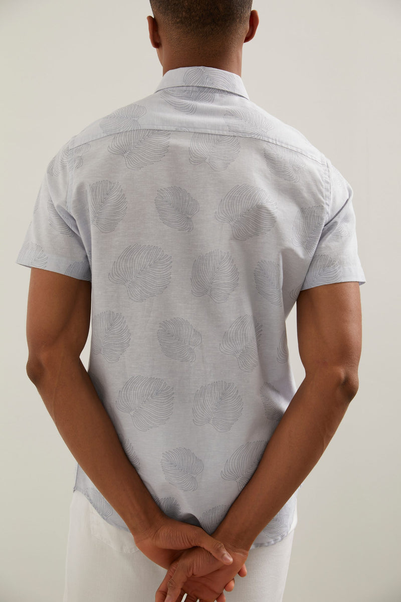Fitted shirt with palm leaf print | TRISTAN