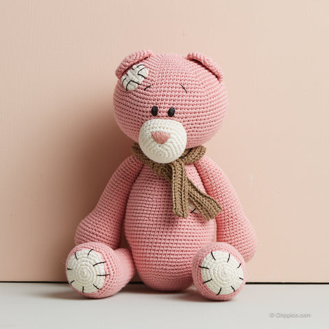 Chippi & co. pink teddy bear crochet animal plush toy
