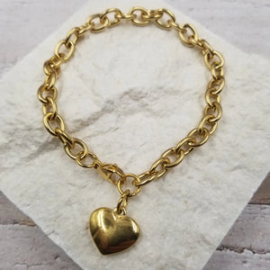 Solid Metal Chain & Heart Bracelet - Kennedy Sue Gift & Home 