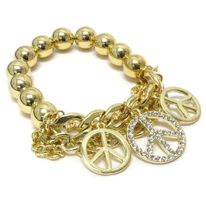 Crystal Triple Peace Symbol Ball Bracelet - Kennedy Sue Gift & Home 