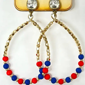 Austrian Crystal Patriotic Teardrop Earrings - Kennedy Sue Gift & Home 