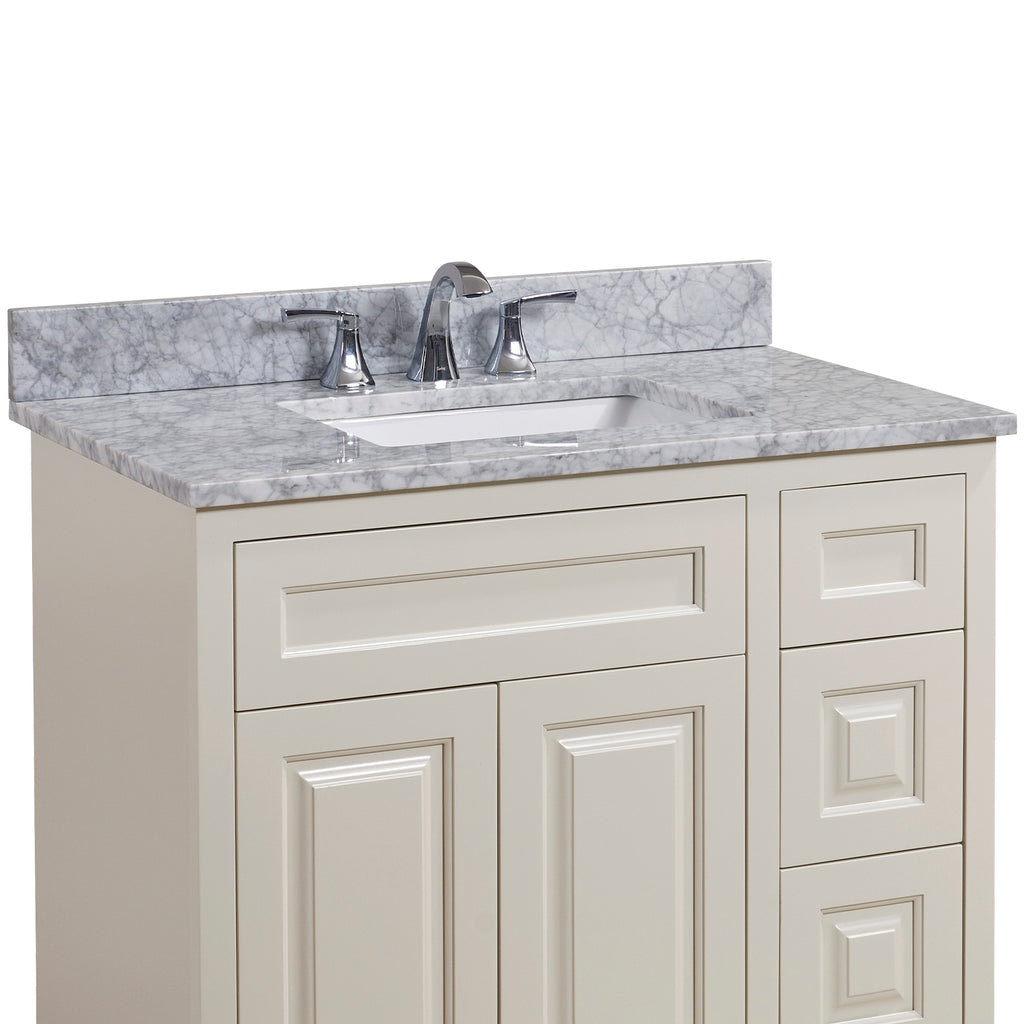 Oristano Single Sink Bathroom Vanity Countertop in White Carrara Marbl ...