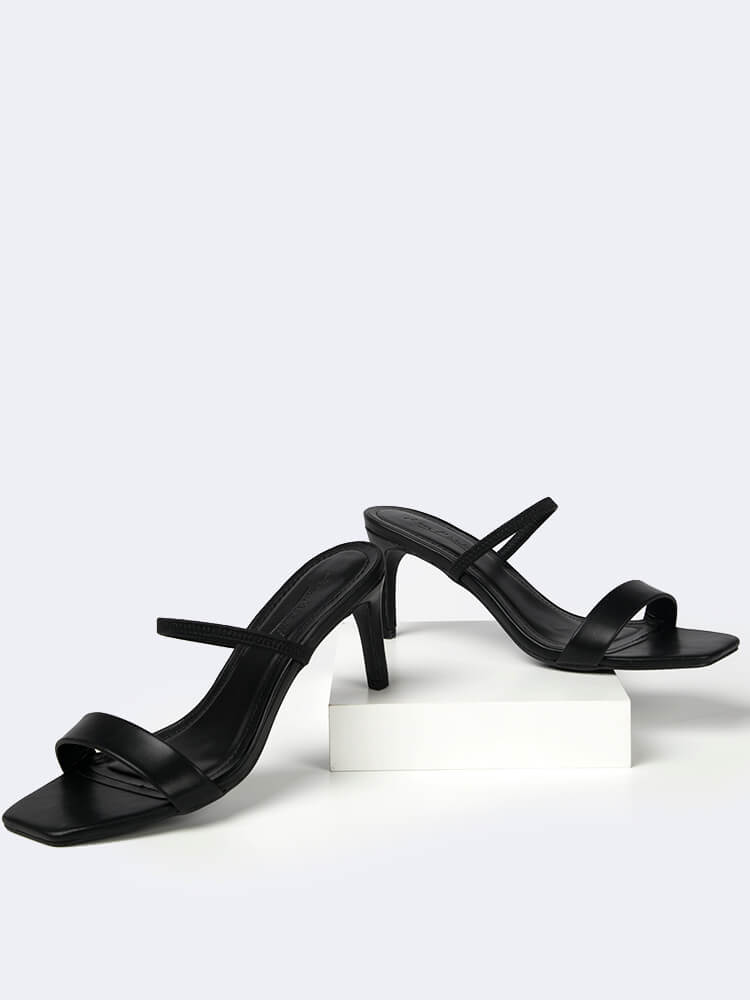 Square Toe Double Strap Kitten Heels 