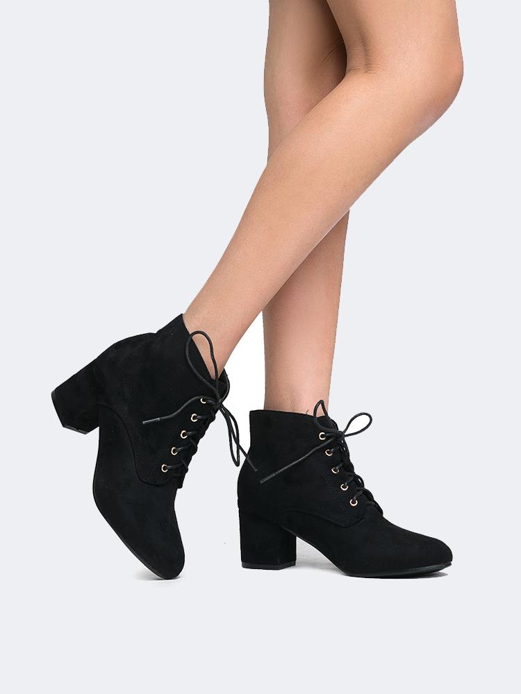 black booties with block heel