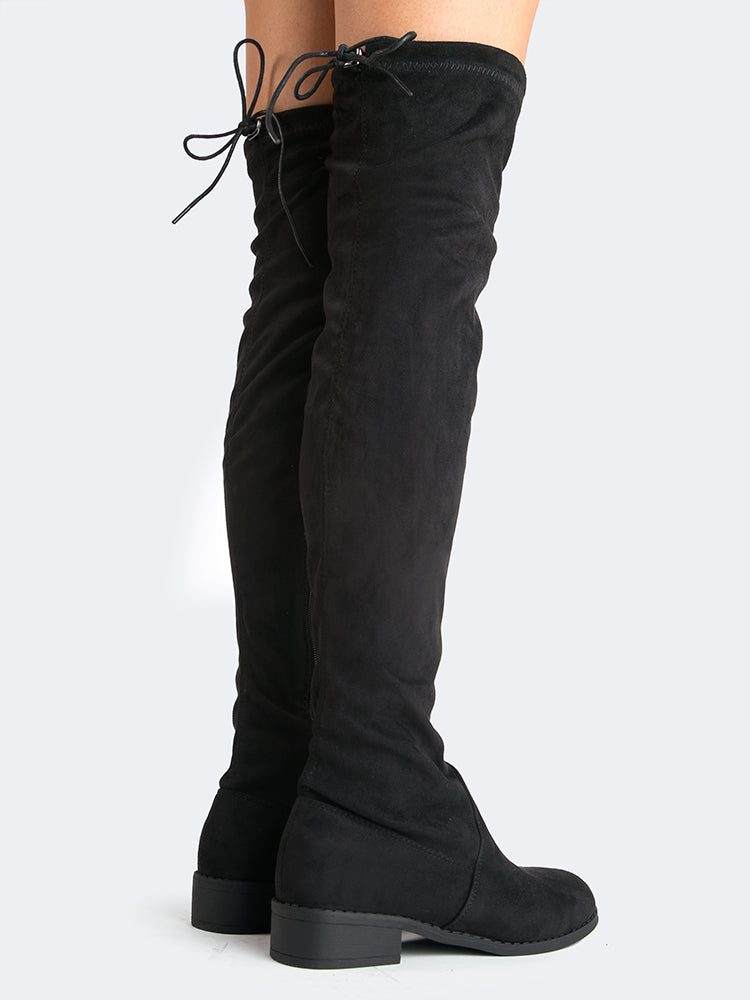 low heel knee high boots