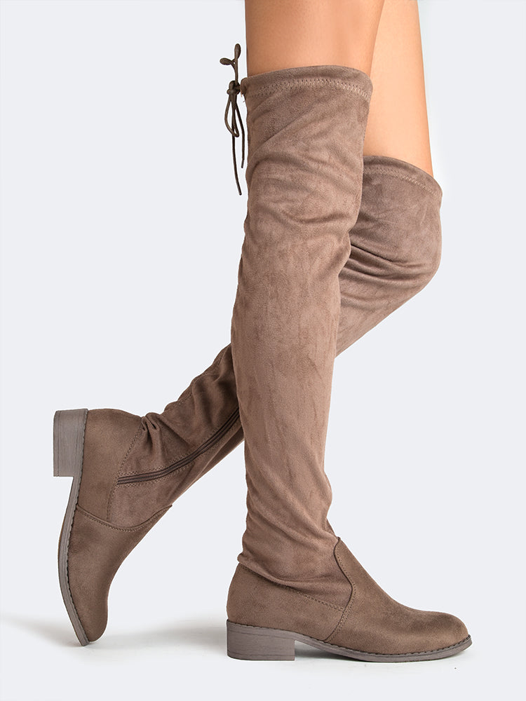 taupe suede knee high boots