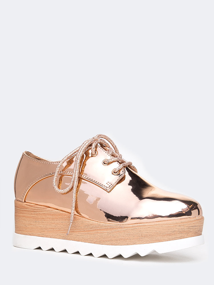 rose gold platform wedges