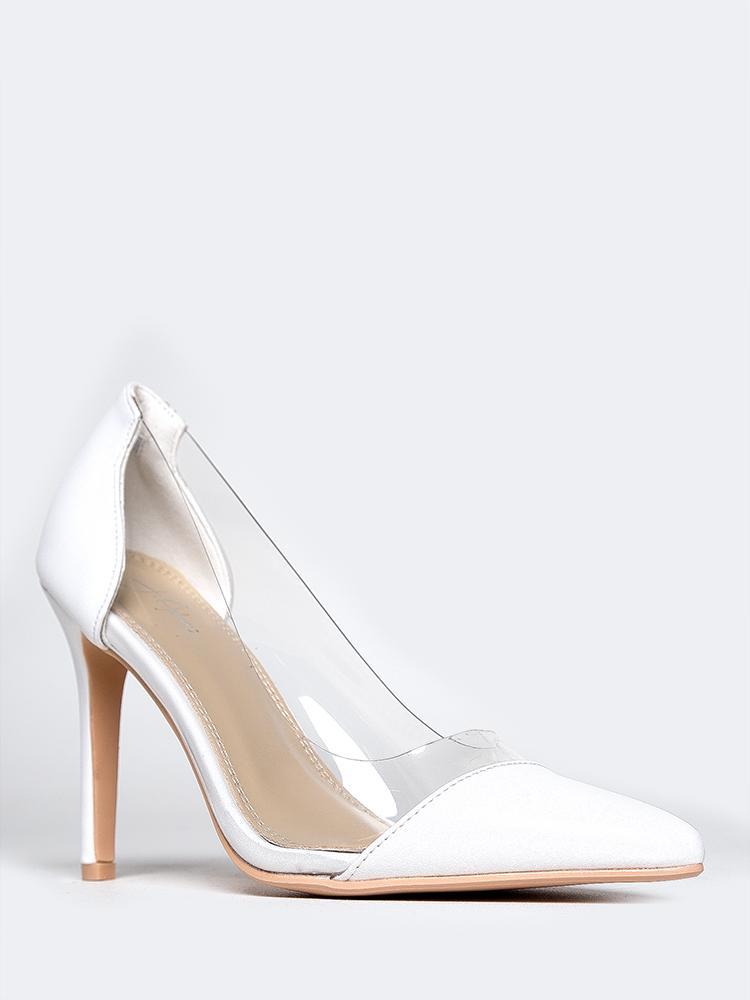 white clear pumps