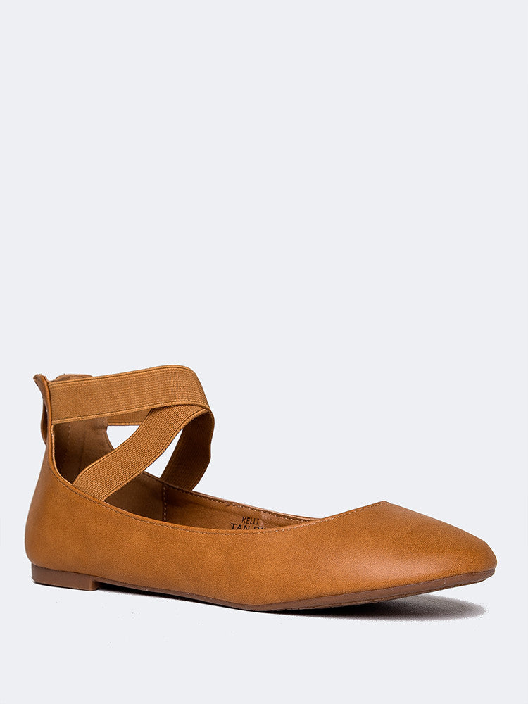 Kelli Round Toe Strap Flat | ZOOSHOO