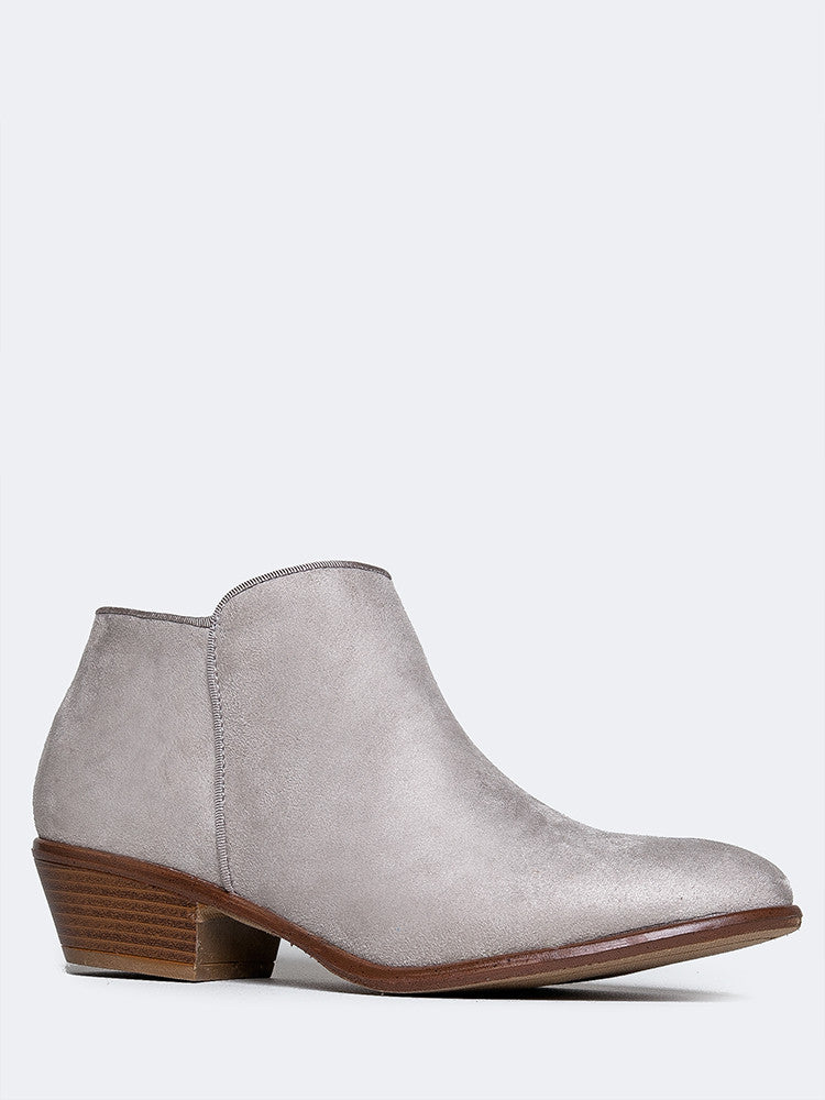 low heel grey ankle boots