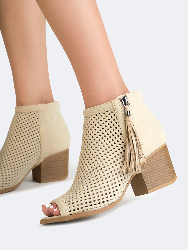 perforated booties open toe