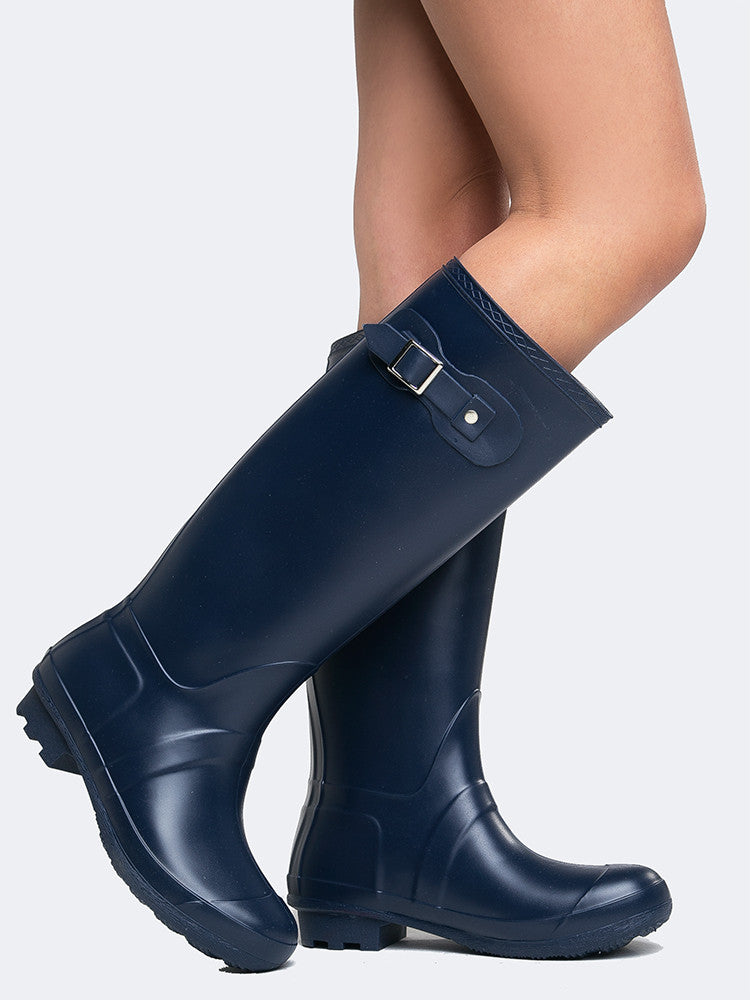 navy blue rain boots