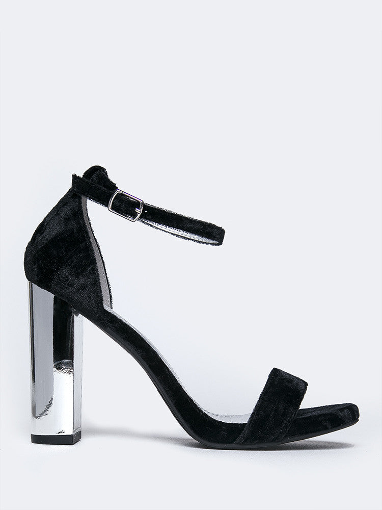 black velvet high heels