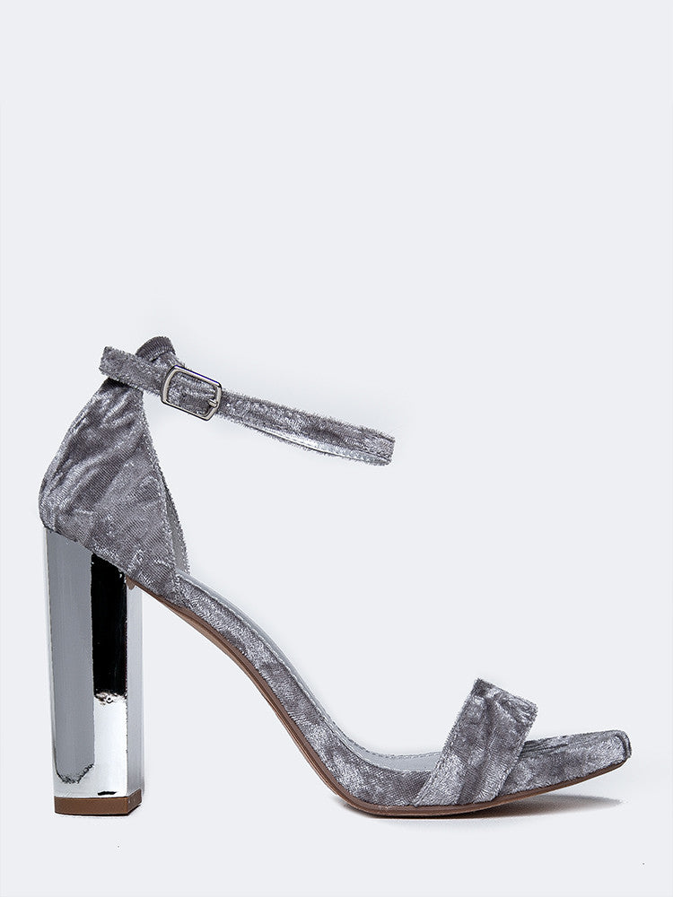 shiny silver high heels