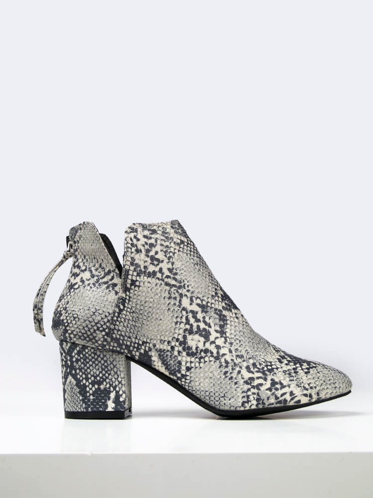 Block Heel Snake Bootie – ZOOSHOO