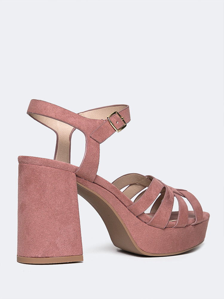 mauve platform heels