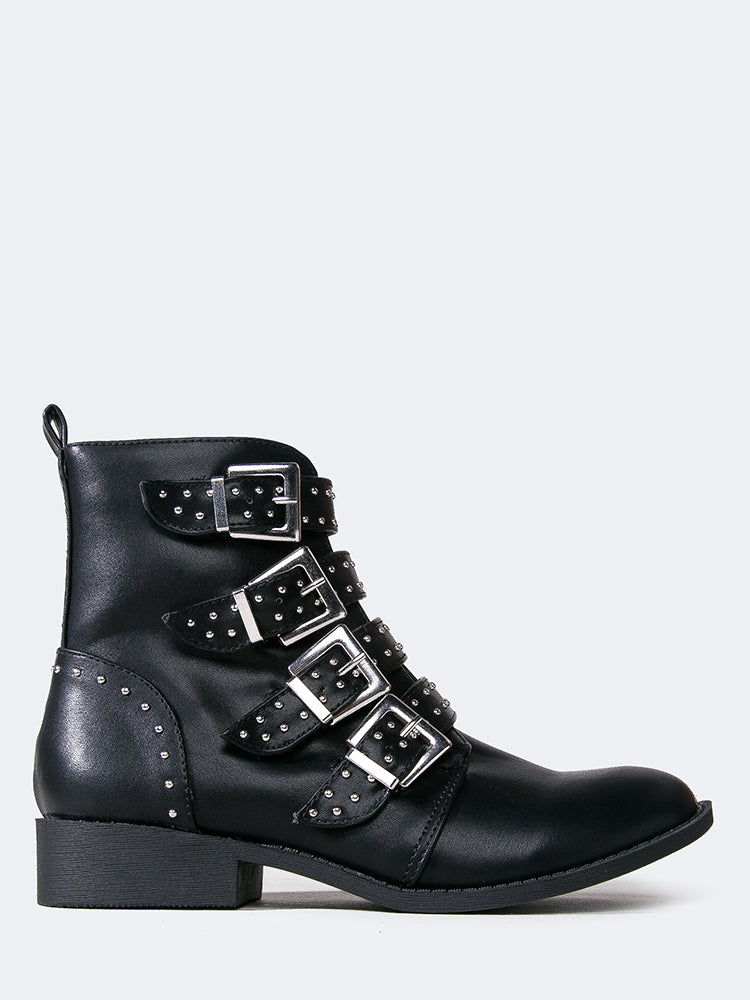 studded buckle booties