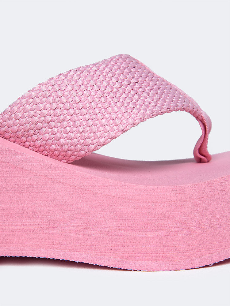 pink platform flip flops