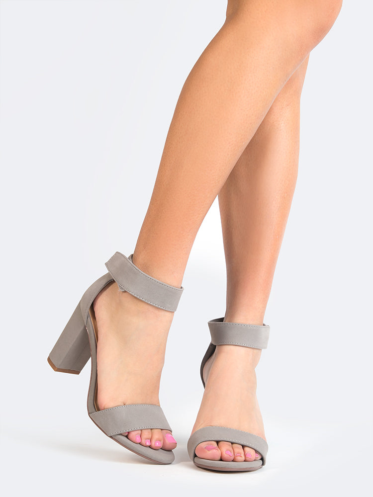 light grey chunky heels