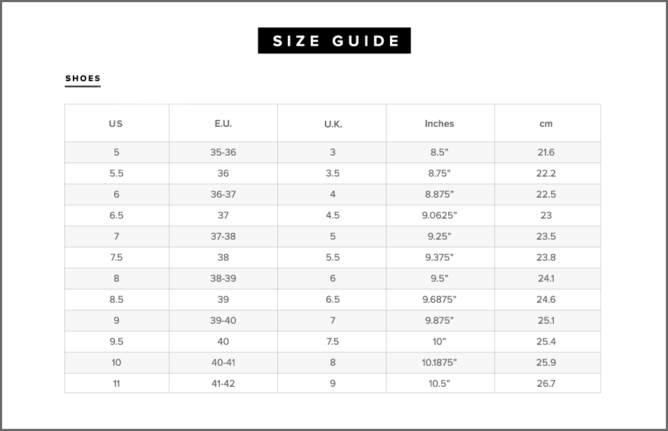 Madden Girl Size Chart