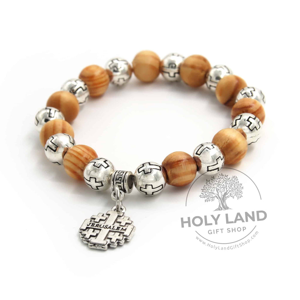 Olive Wood Cord Rosary with earth and Blessed Mother center piece