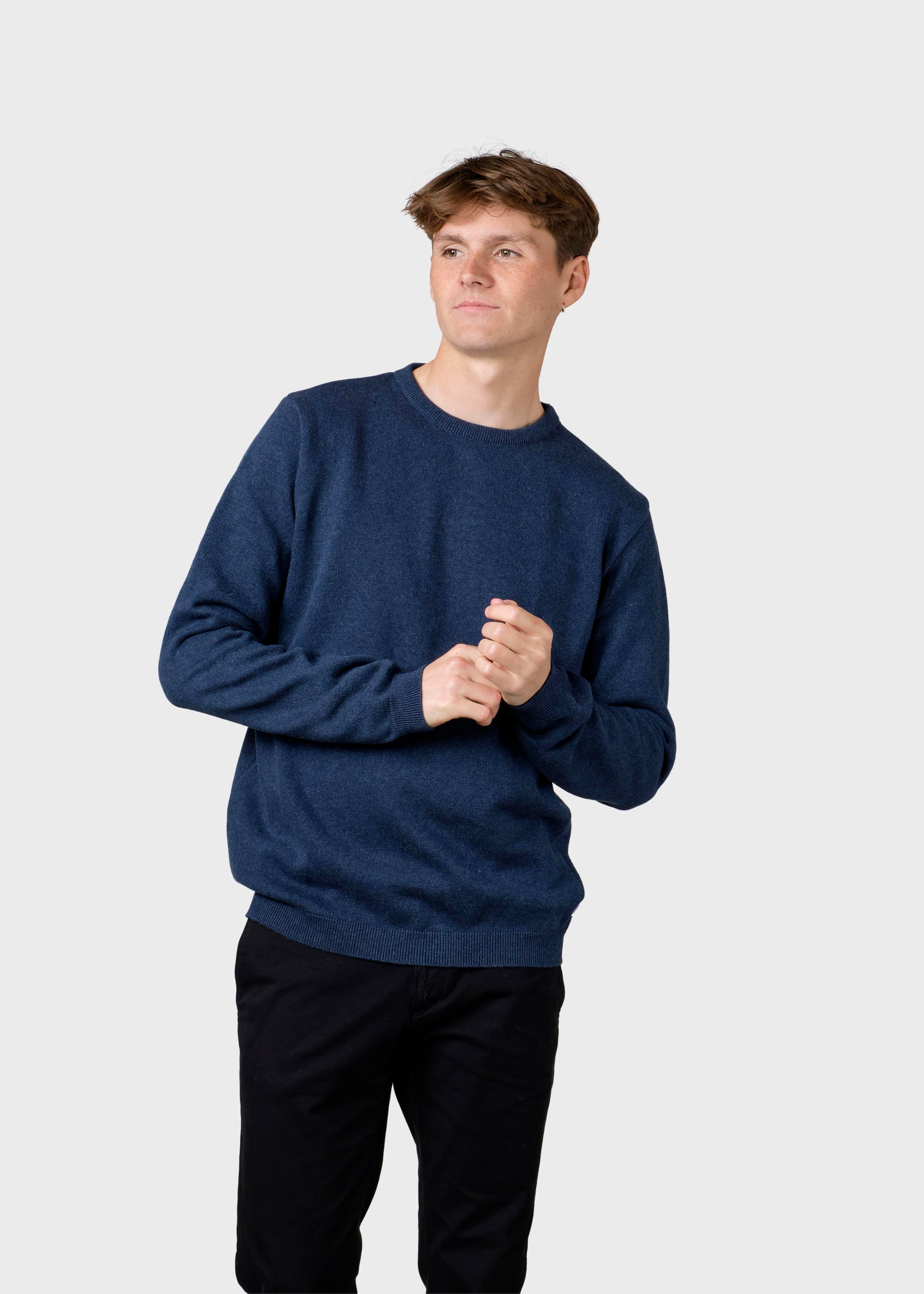 Billede af Klitmøller Collective - Mens basic cotton knit - Deep blue - L