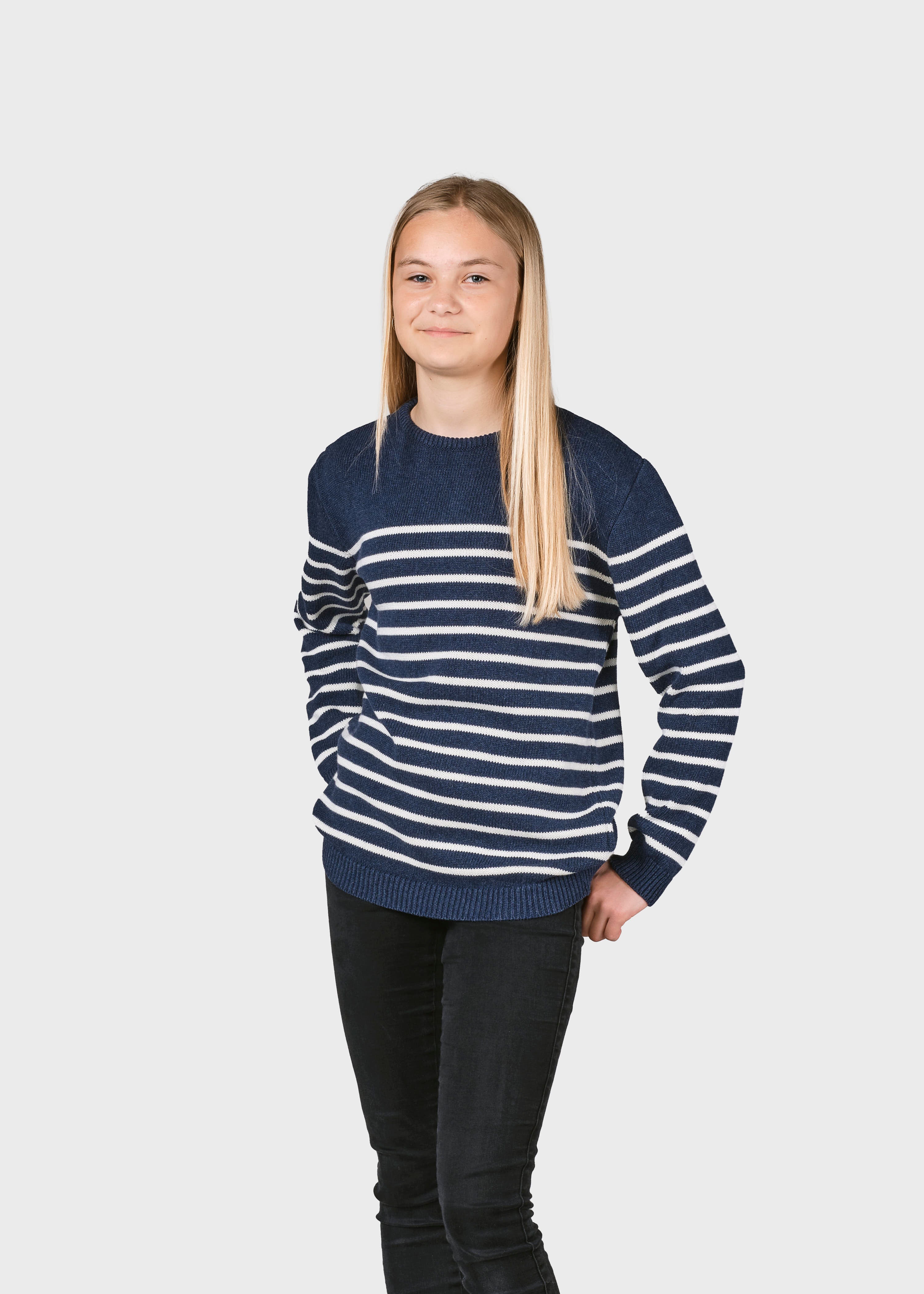 Billede af Klitmøller Collective - Kids stripe cotton knit - Ocean/cream - 1-2