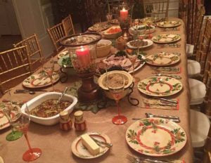 Christmas burlap table setting