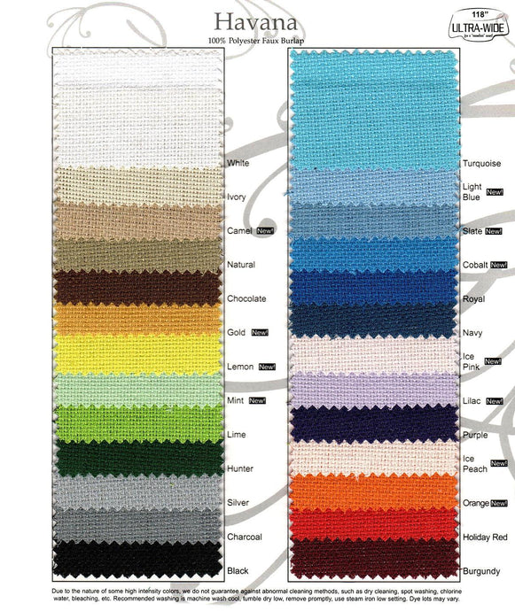 Basic Solids  Rental Linen Swatches