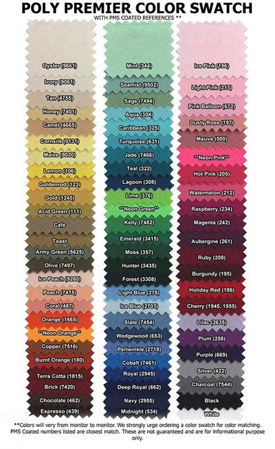 pms color chart printed table covers