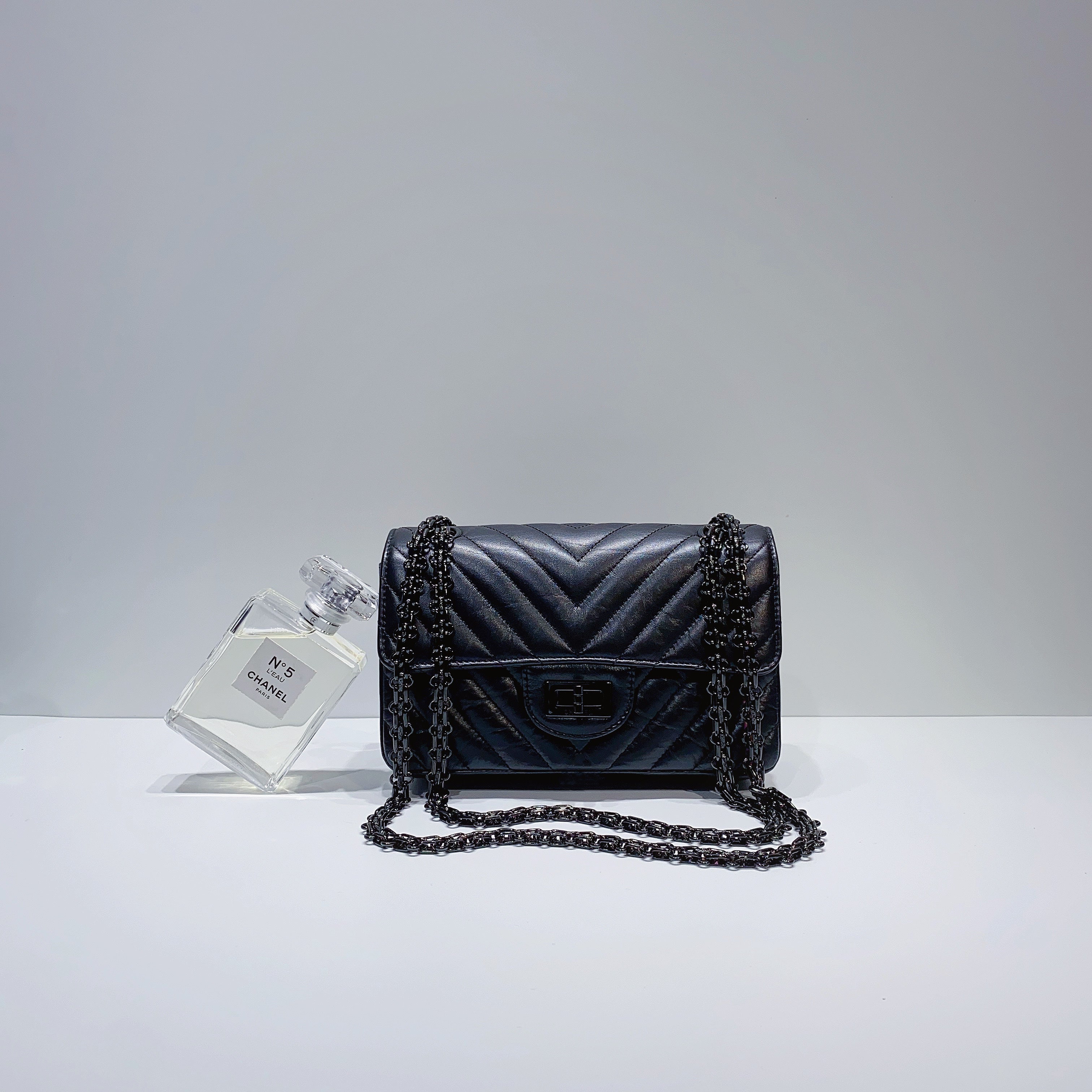 Chanel Rare So Black Reissue Jumbo Flap  Vintage Lux