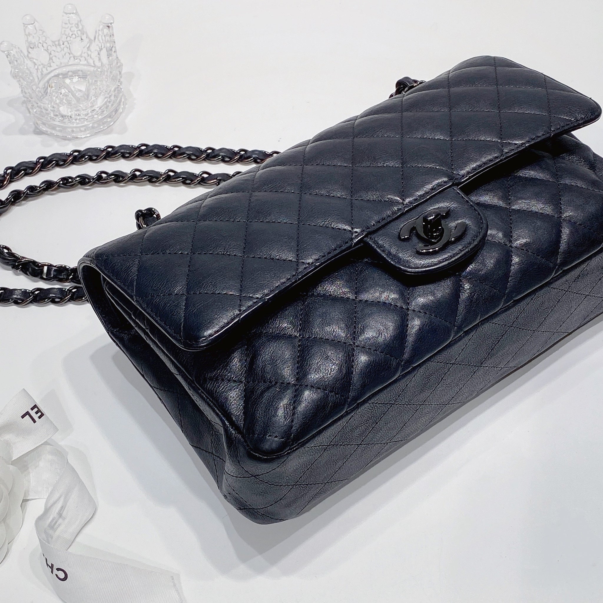 Chanel Black Quilted Lambskin CC Water Bottle Gold Hardware