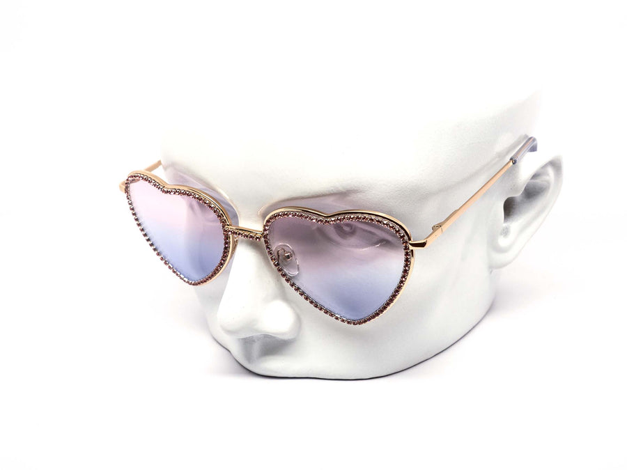 12 Pack: Infused Rhinestone Heart Metal Duotone Wholesale Sunglasses