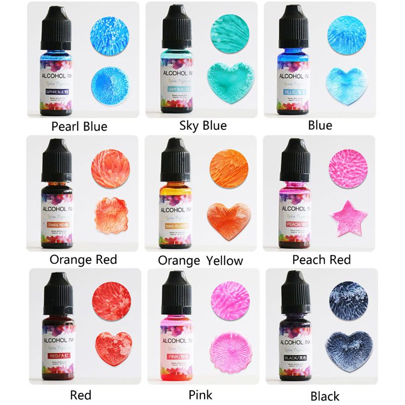 24 Colors 10ML Art Ink Alcohol Resin Pigment Kit Liquid Resin Colorant Dye Ink Diffusion