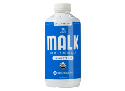 photo of malk almond milk bottle