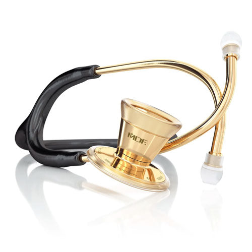 MDF Instruments Stethoscope Gold and Black ProCardial Stainless Steel Cardiology