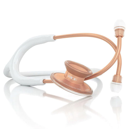 MDF Instruments Stethoscope Rose Gold White Acoustica Lightwegiht Dual Head Adult