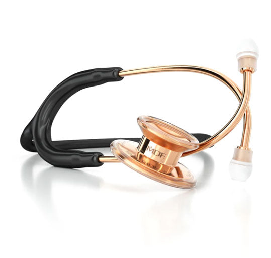 MDF Instruments Stethoscope Rose Gold and Black Dual Head MD One Stainless Steel