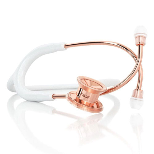 MDF Instruments Stethoscope Rose Gold and White Pediatric Dual Head MD One Stainless Steel